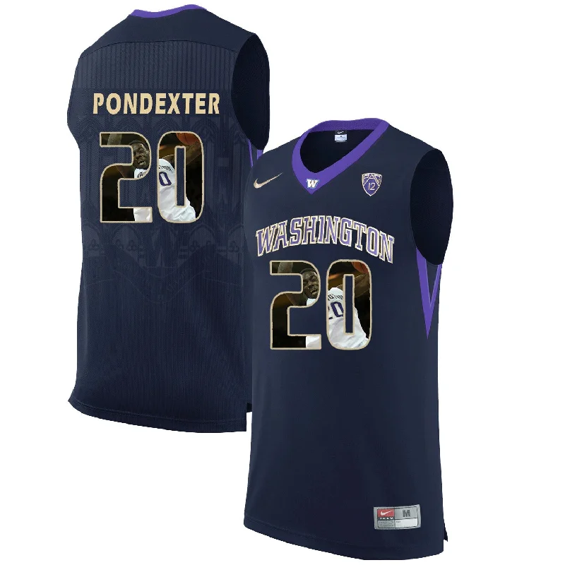 Basketball Jersey For Boys-Washington Huskies 20 Quincy Pondexter Black With Portait College Basketball Basketball Jersey