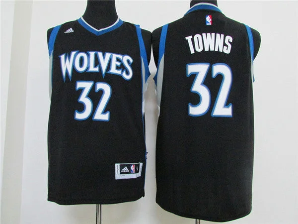 Basketball Jersey With Mesh Material-Timberwolves 32 Karl-Anthony Towns Black New Swingman Basketball Jersey