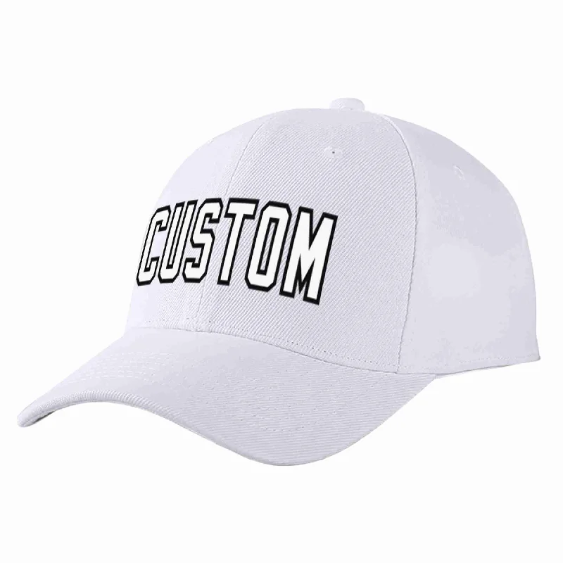 Extra Large Baseball Cap-Custom White White-Black Curved Eaves Sport Baseball Cap Design for Men/Women/Youth