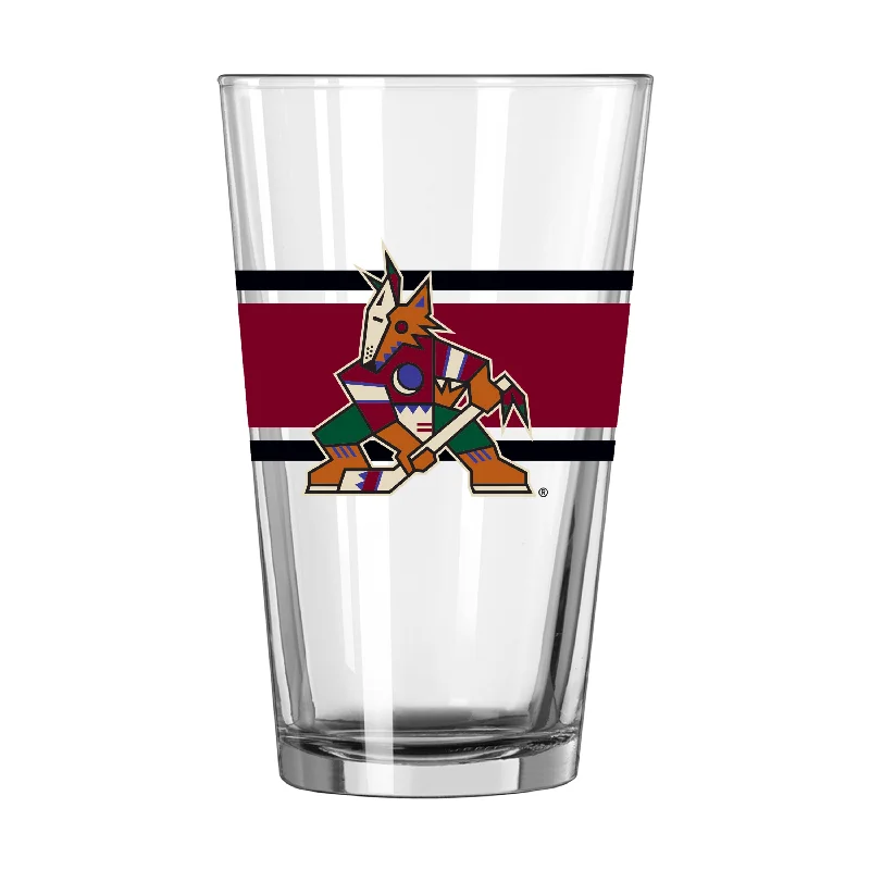 Team Mug With Built-In Warmer-Arizona Coyotes 16oz Stripe Pint Glass