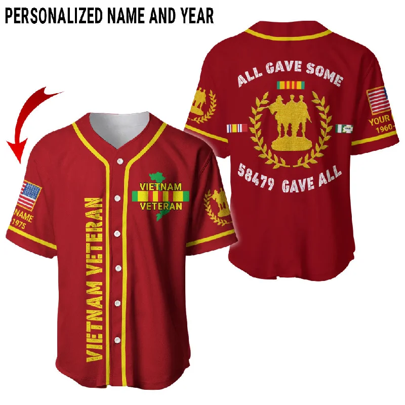 Cotton Football Jersey-Cotton Basketball Jersey-Mesh Baseball Jersey-Personalized Name Year Vietnam Veteran Baseball Jerseys