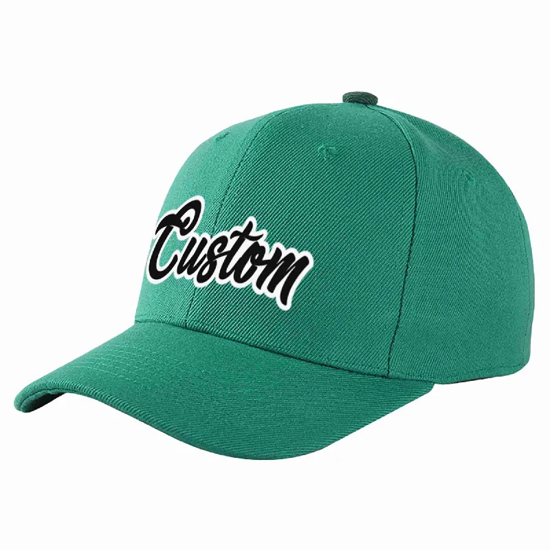 Rapper Baseball Cap-Custom Light Green Black-White Curved Eaves Sport Baseball Cap Design for Men/Women/Youth