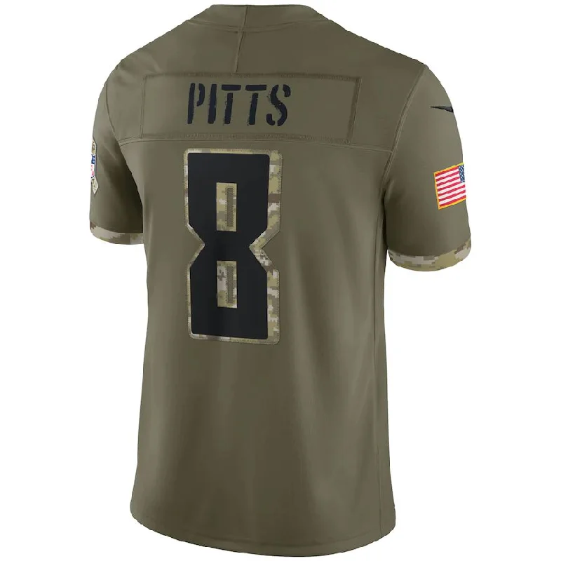 Rugby Jersey With Performance Enhancements-A.Falcons #8 Kyle Pitts  Olive 2022 Salute To Service Limited Jersey Stitched American Football Jerseys