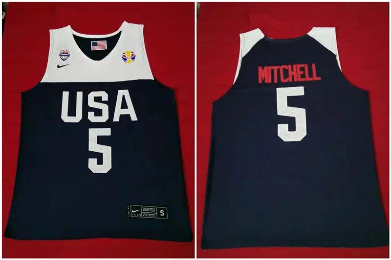 Basketball Jersey For University Teams-Team USA 5 Mitchell Navy 2016 Olympics Basketball Swingman Basketball Jersey