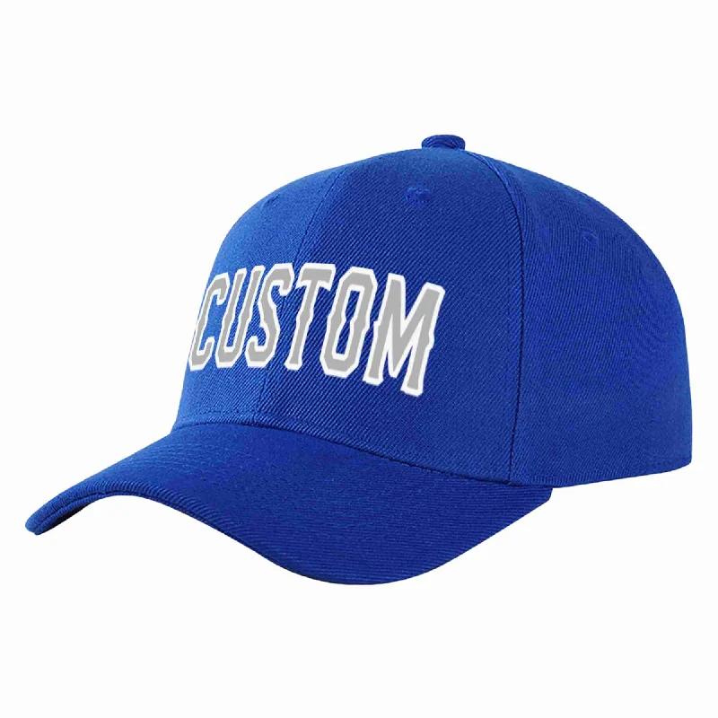 Compact Baseball Cap-Custom Royal Gray-White Curved Eaves Sport Baseball Cap Design for Men/Women/Youth