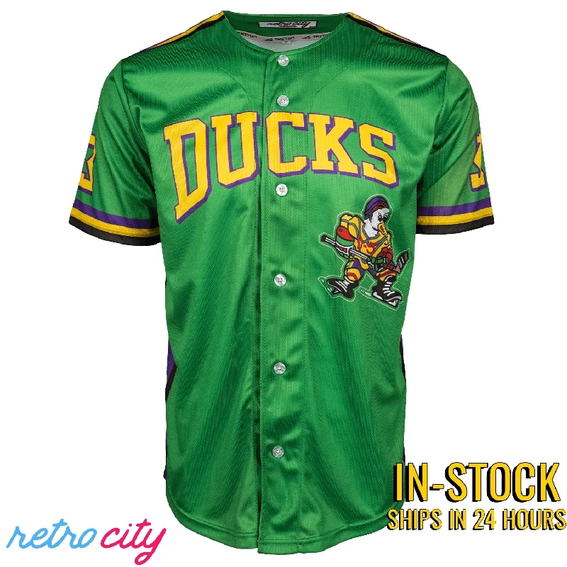 Mesh Football Jersey-Mesh Basketball Jersey-Short Sleeve Baseball Jersey-Mighty Ducks Goldberg Full-Button Baseball Jersey *IN-STOCK*