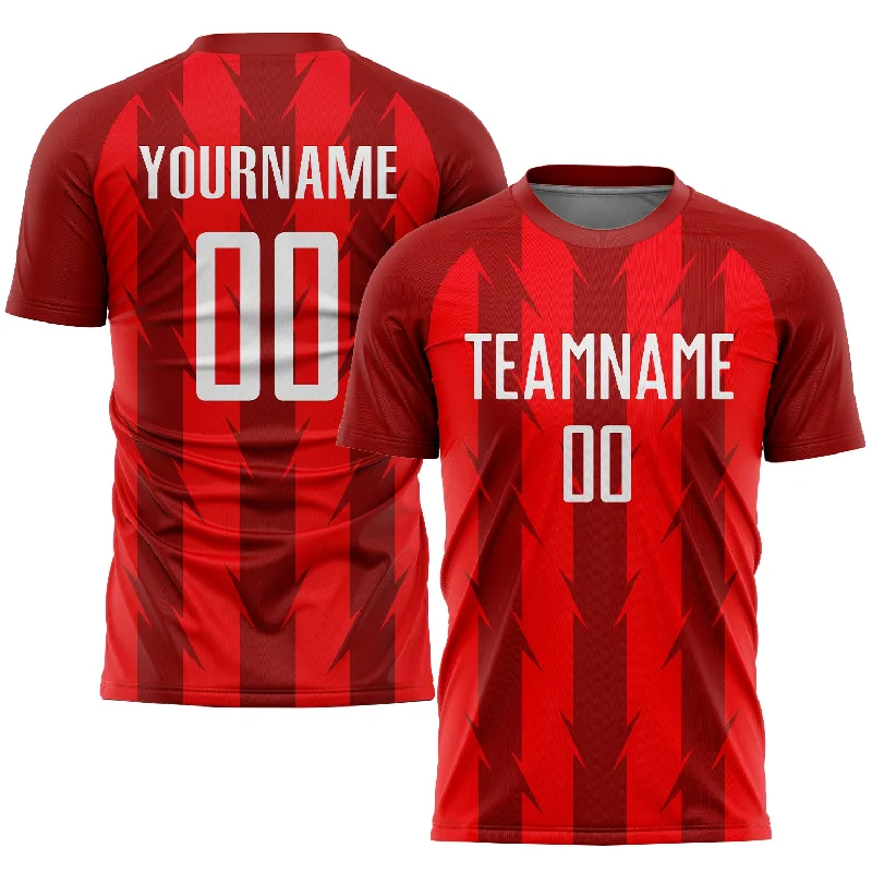 Football Jersey With Advanced Technology-Custom Red White Sublimation Soccer Uniform Jersey