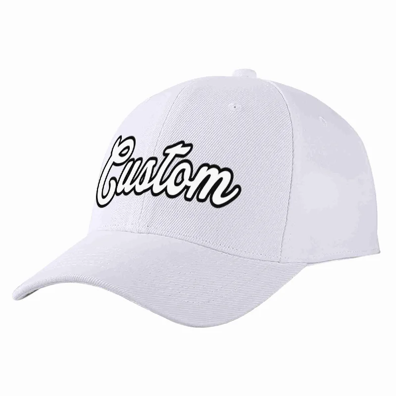 Vintage Baseball Cap-Custom White White-Black Curved Eaves Sport Baseball Cap Design for Men/Women/Youth