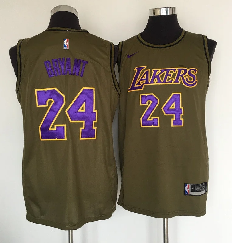 Basketball Jersey With Number-Lakers 24 Kobe Bryant Olive Swingman Basketball Jersey