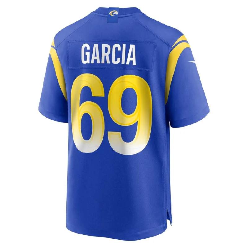 Rugby Jersey For Rugby Festivals-LA.Rams #69 Elijah Garcia Royal Game Player Jersey Stitched American Football Jerseys