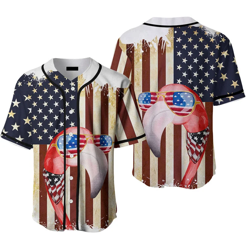 Football Jersey With Motivational Quotes-Basketball Jersey With Motivational Quotes-Baseball Jersey For Kids-American Flag Flamingo Baseball Jersey, Idea Gift for Men & Women