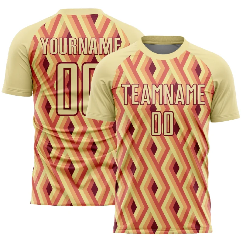 Football Jersey Custom Design-Custom Sand Crimson Geometric Shapes Sublimation Soccer Uniform Jersey