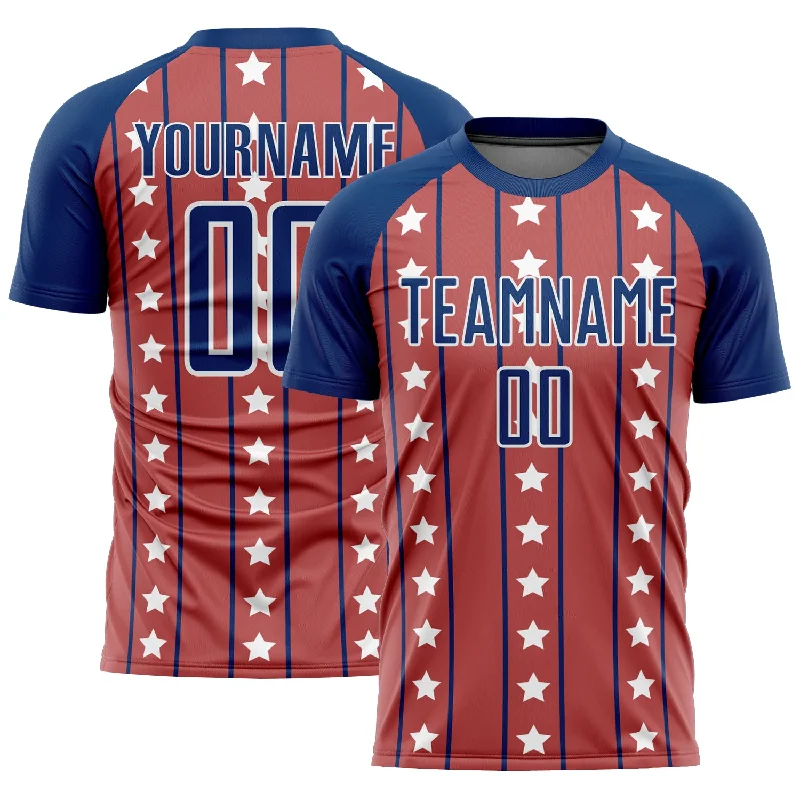 Football Jersey With Quality Stitching-Custom Red Royal-White Stars And Stripes Sublimation Soccer Uniform Jersey