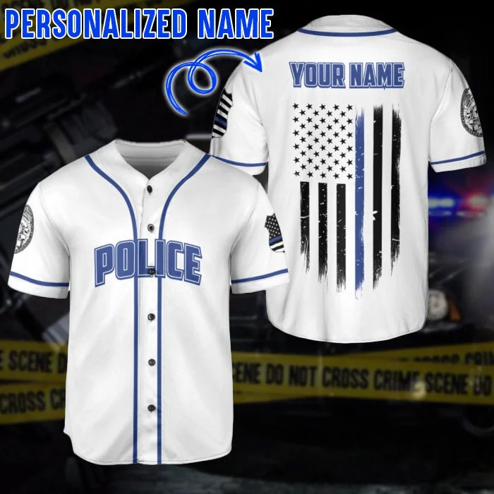 Sleeveless Football Jersey-Sleeveless Basketball Jersey-Fitted Baseball Jersey-Personalized Name Police Baseball Jersey Police Shirts for Men Mens Police Police Dad