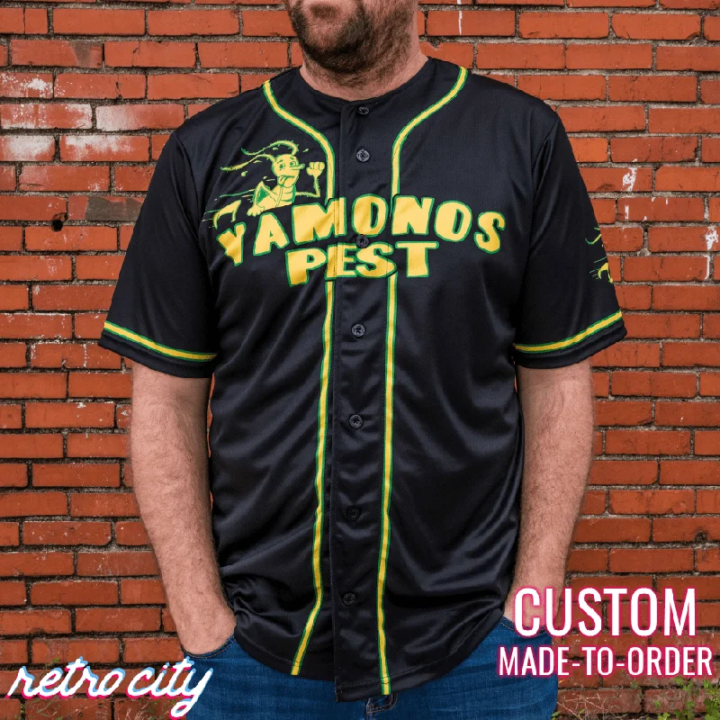 Football Jersey With Glossy Finish-Basketball Jersey With Glossy Finish-Baseball Jersey With Silver Embroidery-Vamonos Pest Jessie Pinkman Full-Button Baseball Jersey