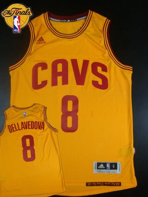 Basketball Jersey For Training Camps-Cavaliers 8 Dellavedova Yellow 2015 Finals New Rev 30 Basketball Jersey