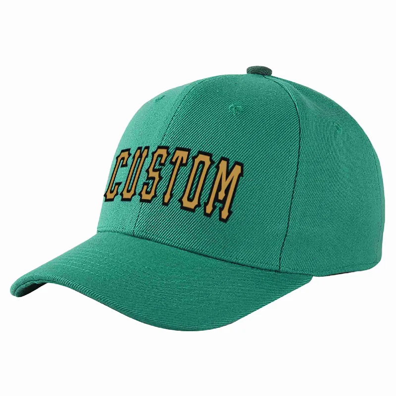 Hockey Baseball Cap-Custom Light Green Old Gold-Black Curved Eaves Sport Baseball Cap Design for Men/Women/Youth