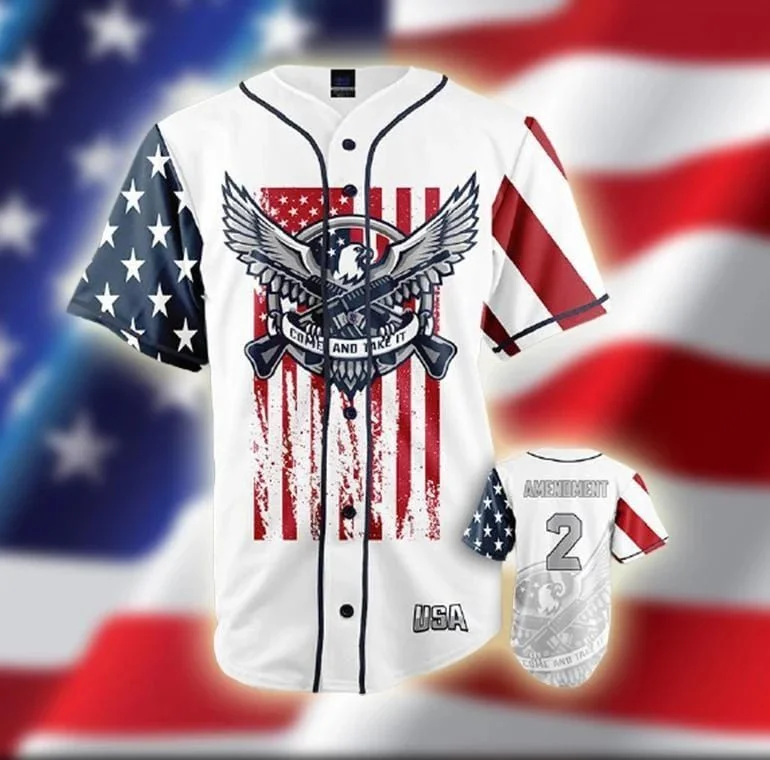 Football Jersey With Camo Pattern-Basketball Jersey With Camo Pattern-Baseball Jersey With Hand-Stitched Letters-Come And Take It 2nd Amendment 4th Of July Baseball Jersey