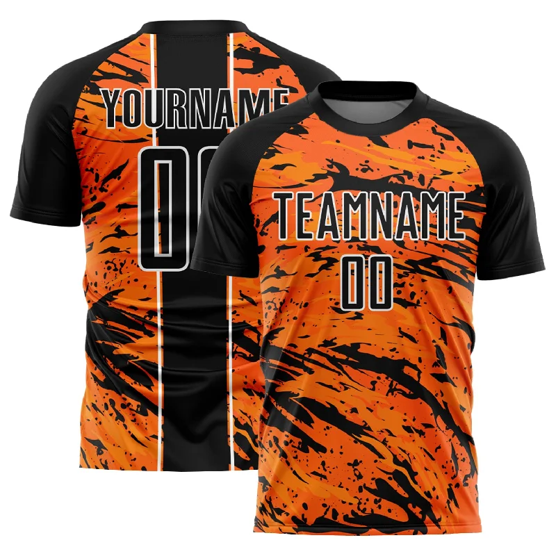 Football Jersey For Alumni-Custom Bay Orange Black-White Abstract Fluid Sublimation Soccer Uniform Jersey