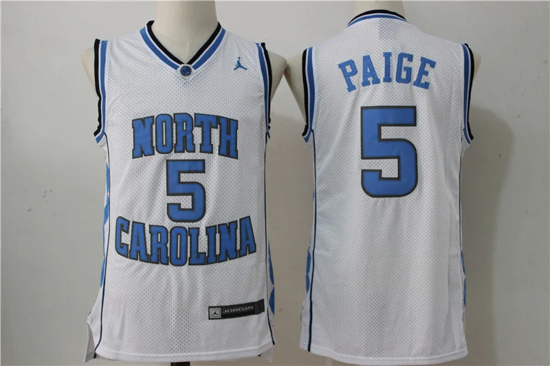 Basketball Jersey For Women-North Carolina Tar Heels 5 Marcus Paige White College Basketball Jersey