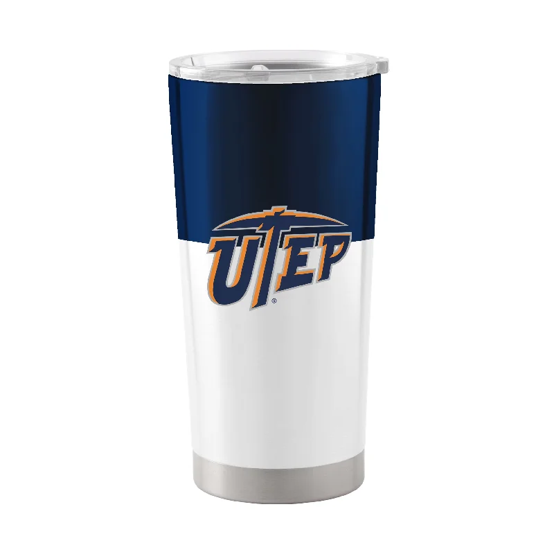 Team Mug With Silver Accents-UTEP 20oz Colorblock Stainless Tumbler