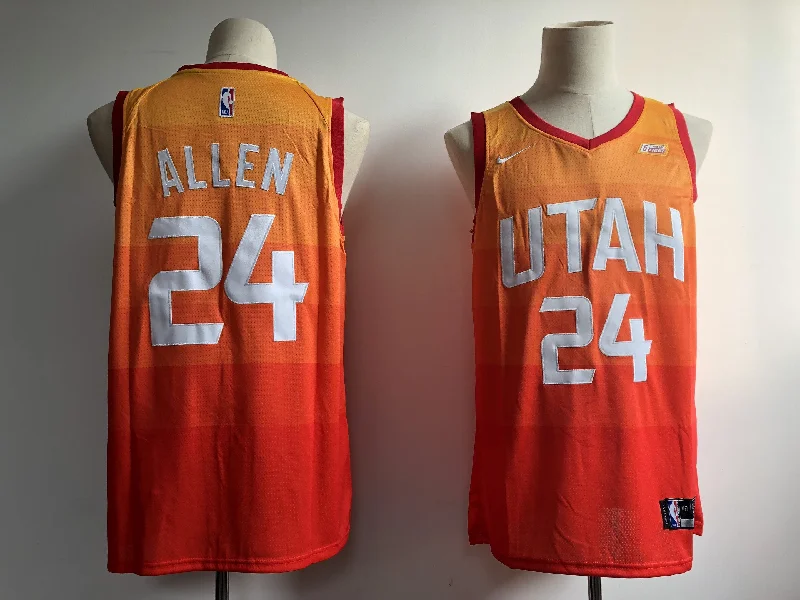 Basketball Jersey For Sale-Jazz 24 Grayson Allen Orange 2018-19 City Edition Swingman Basketball Jersey