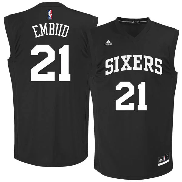 Basketball Jersey With Heat Transfer-76ers 21 Joel Embiid Black Chase Fashion Replica Basketball Jersey