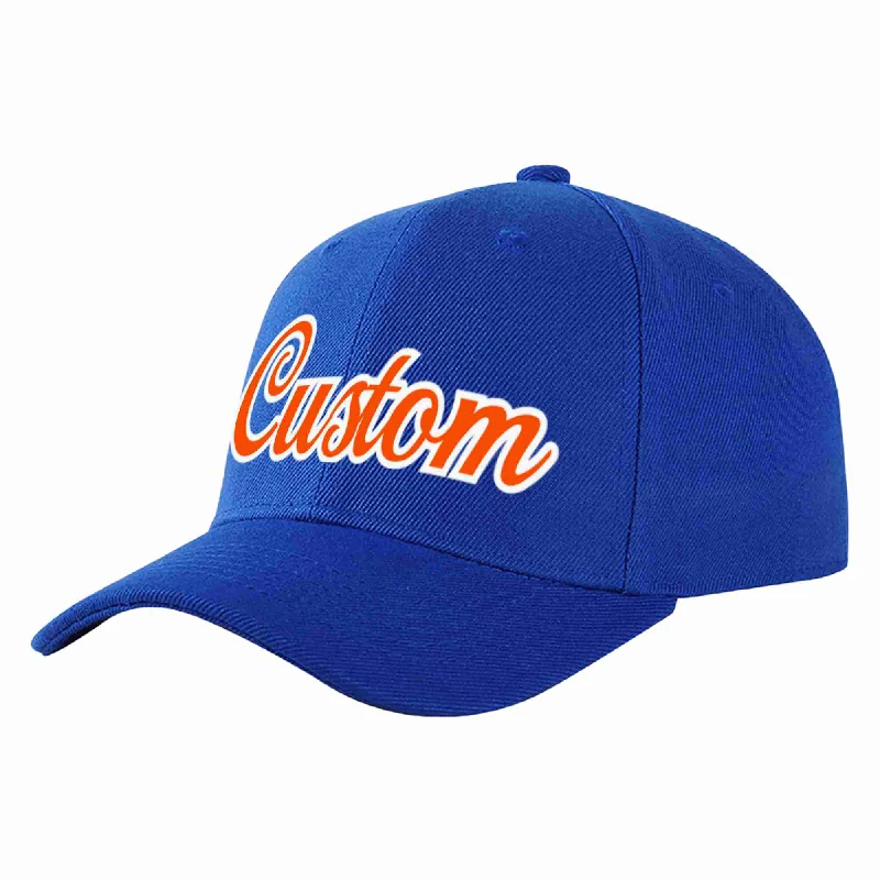 Tennis Baseball Cap-Custom Royal Orange-White Curved Eaves Sport Baseball Cap Design for Men/Women/Youth