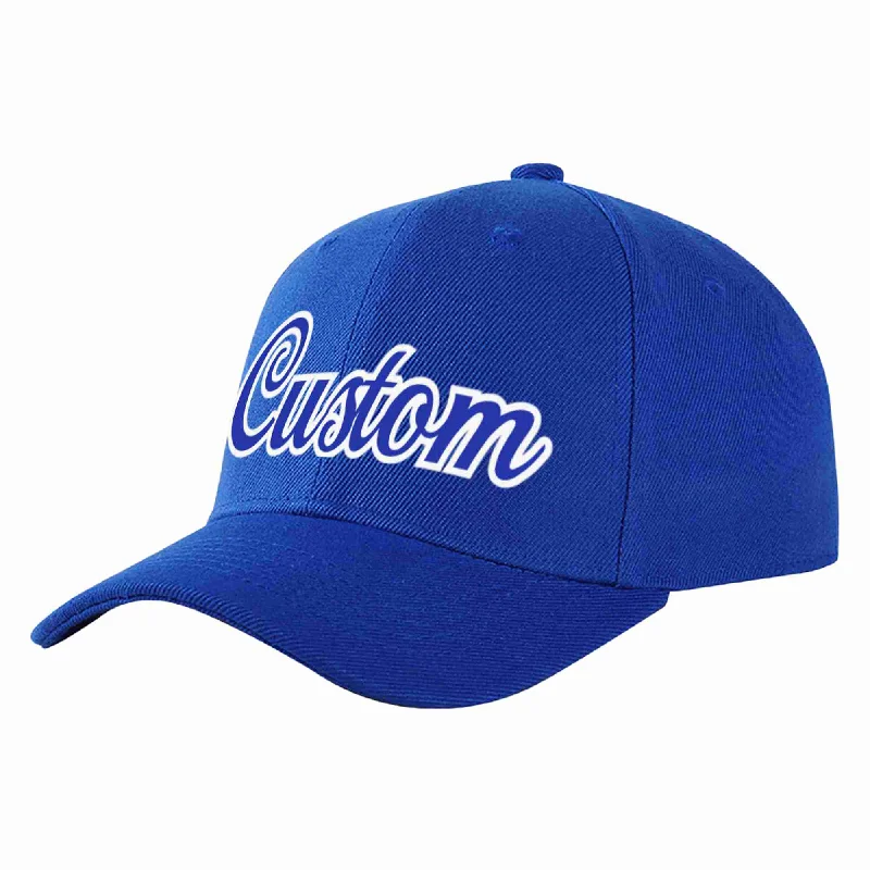 Basketball Baseball Cap-Custom Royal Royal-White Curved Eaves Sport Baseball Cap Design for Men/Women/Youth