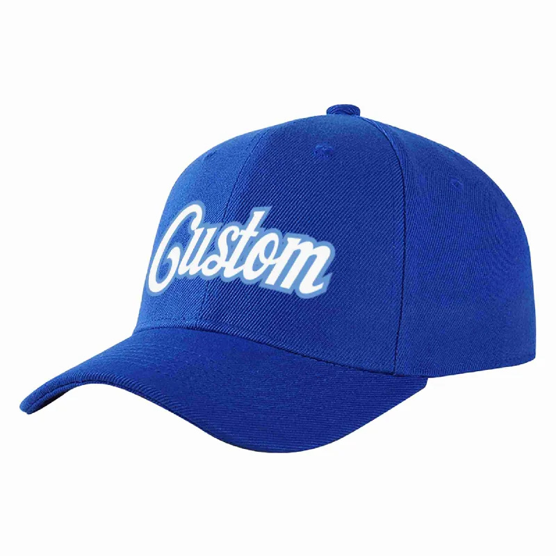 Work Baseball Cap-Custom Royal White-Light Blue Curved Eaves Sport Baseball Cap Design for Men/Women/Youth