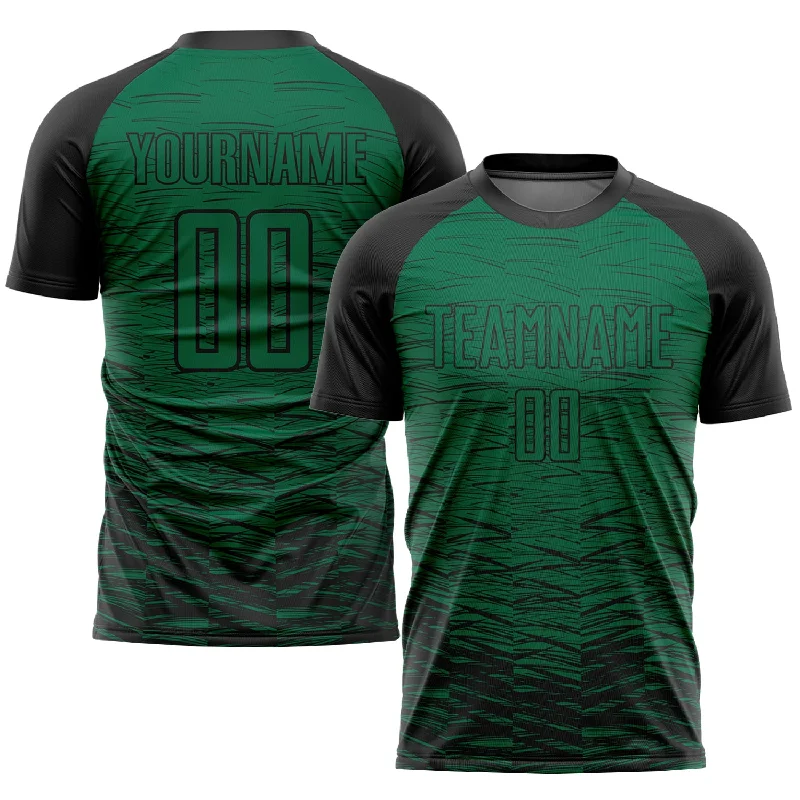 Football Jersey With Strong Stitching-Custom Kelly Green Black Sublimation Soccer Uniform Jersey