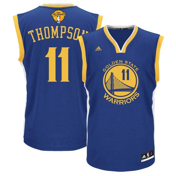 NBA Basketball Jersey-Warriors 11 Klay Thompson Blue 2017 Finals Swingman Basketball Jersey