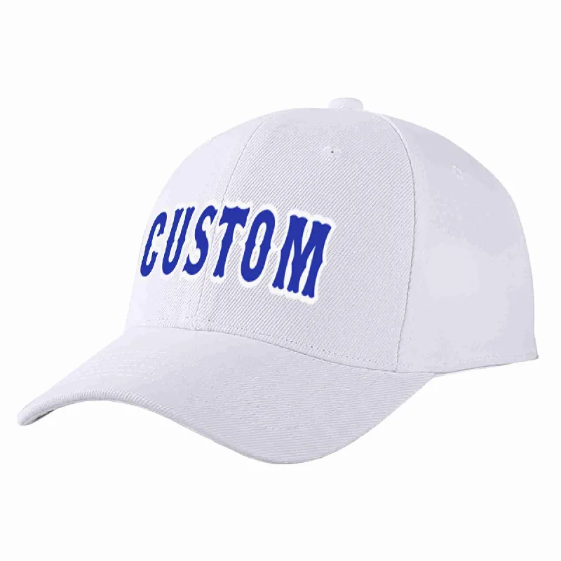 Baseball Cap For Ranchers-Custom White Royal-White Curved Eaves Sport Baseball Cap Design for Men/Women/Youth