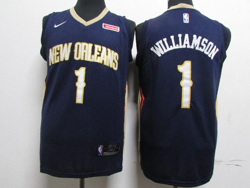 Cheap Basketball Jersey-Pelicans 1 Zion Williamson Navy Earned Edition Swingman Basketball Jersey