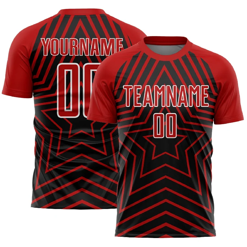 Football Jersey For Retro Fans-Custom Black Red-White Stars Sublimation Soccer Uniform Jersey