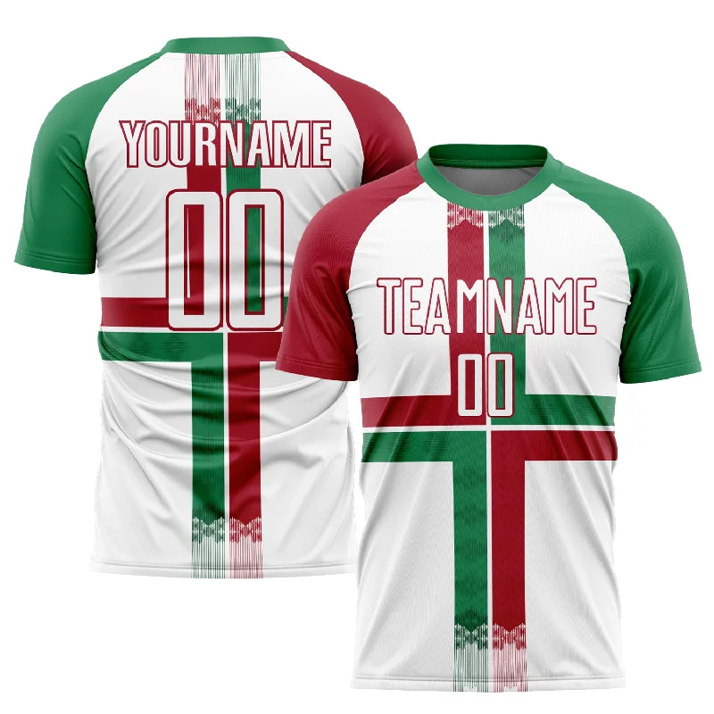 Football Jersey With Logo-Custom White Kelly Green-Crimson Sublimation Mexico Soccer Uniform Jersey