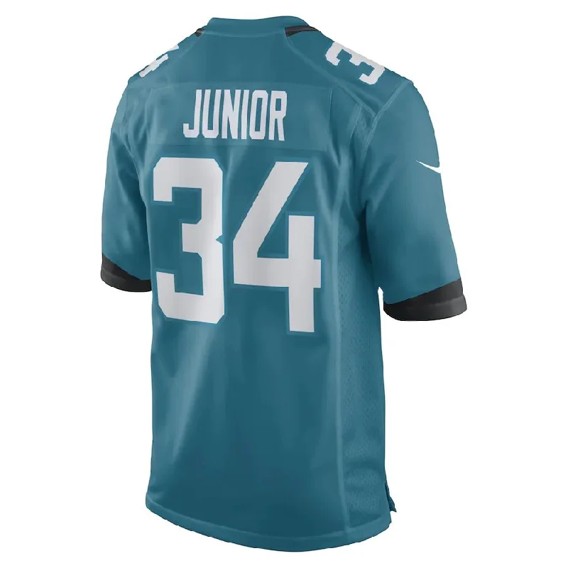 Rugby Jersey For Social Rugby-J.Jaguars #34 Gregory Junior Teal Team Game Player Jersey Stitched American Football Jerseys