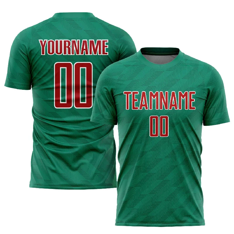 Football Jersey For Big Guys-Custom Kelly Green Red-White Sublimation Mexico Soccer Uniform Jersey