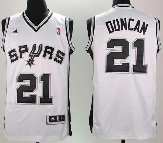 Basketball Jersey For Tall Men-Spurs 21 Duncan White New Revolution 30 Basketball Jerseys