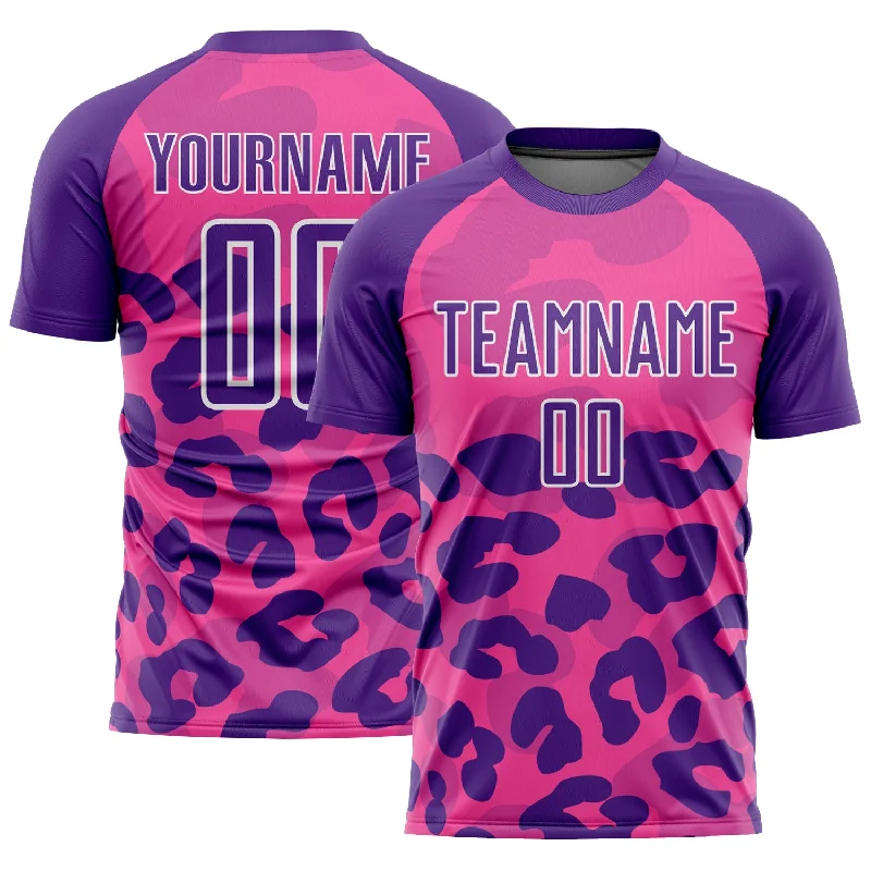 Football Jersey For Special Occasions-Custom Pink Purple-White Animal Print Sublimation Soccer Uniform Jersey