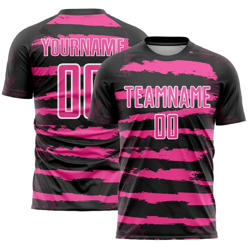 Football Jersey For College-Custom Black Pink-White Sublimation Soccer Uniform Jersey