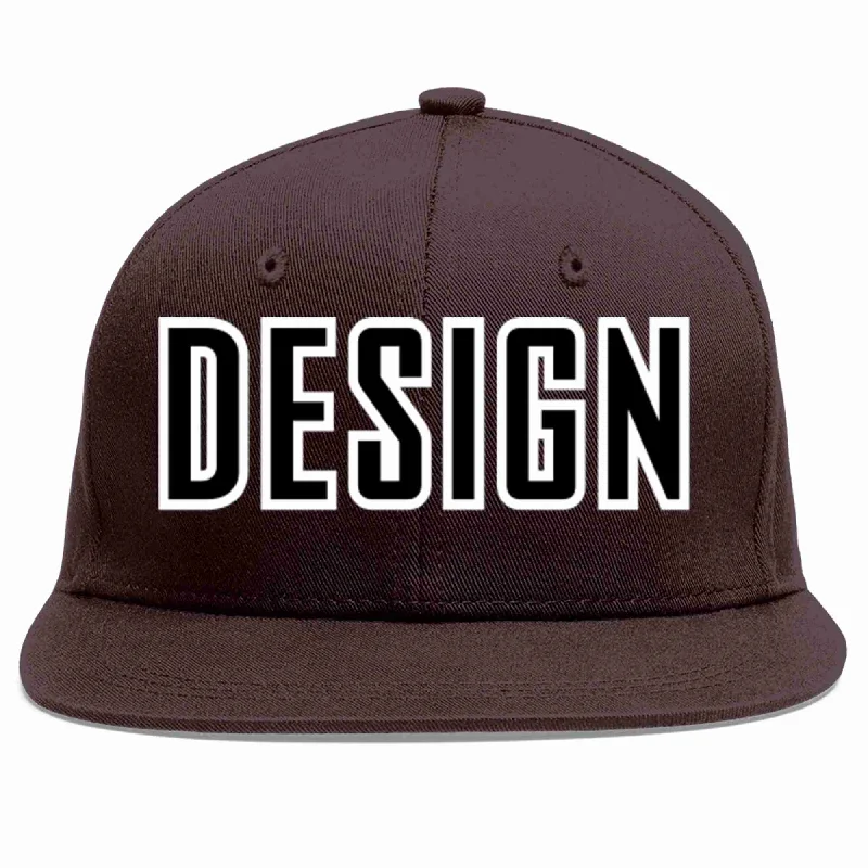 Zen Baseball Cap-Custom Brown Black-White Flat Eaves Sport Baseball Cap Design for Men/Women/Youth