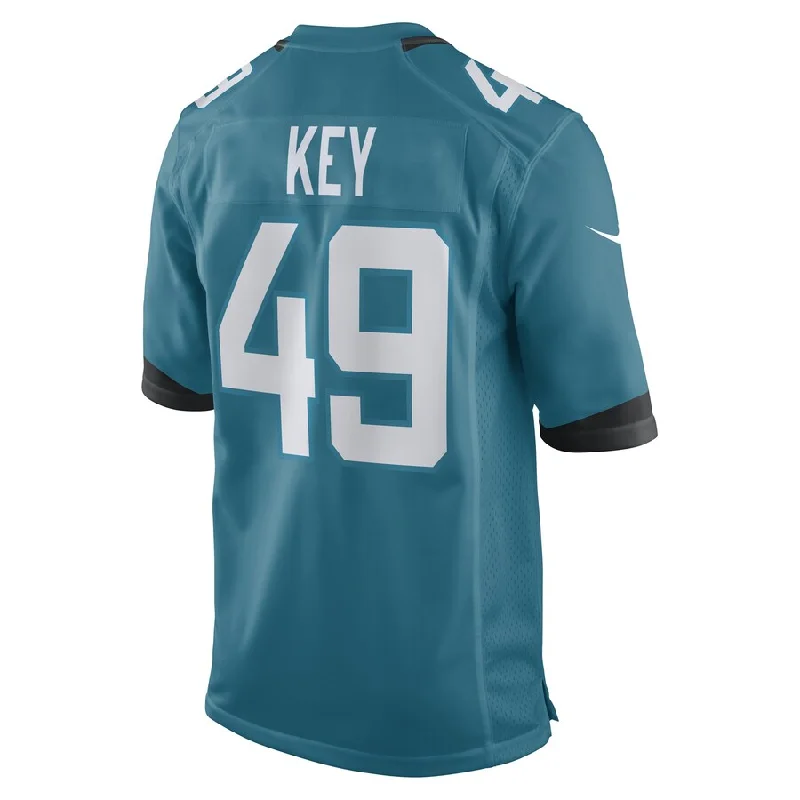 Rugby Jersey For Club Merchandise-J.Jaguars #49 Arden Key Teal Game Player Jersey Stitched American Football Jerseys