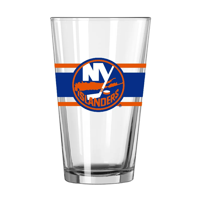 Team Mug With Name-New York Islanders 16oz Stripe Pint Glass