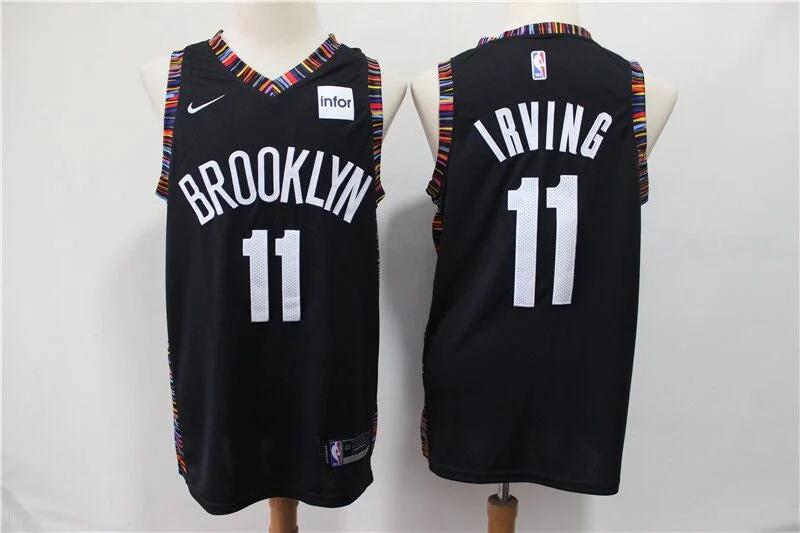 Affordable Basketball Jersey-Nets 11 Kyrie Irving Black City Edition Swingman Basketball Jersey