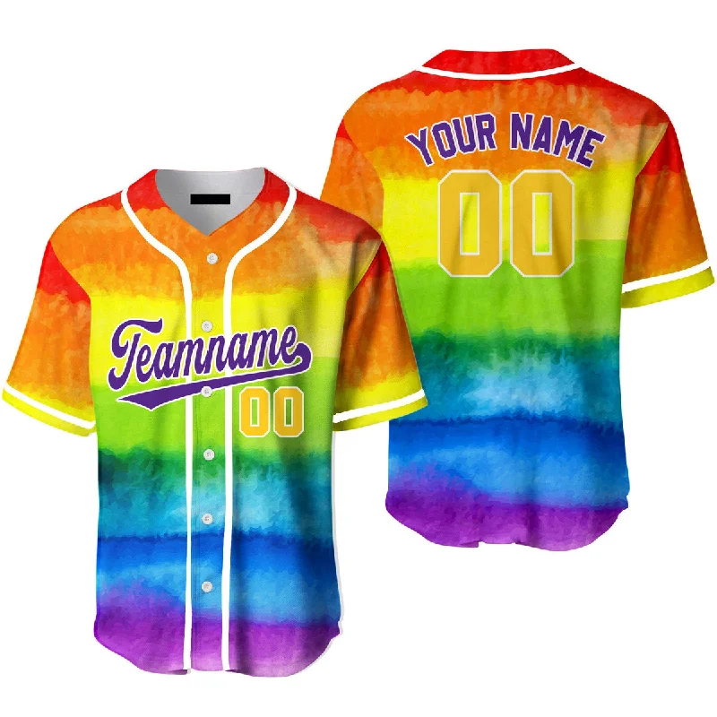 Home Football Jersey-Home Basketball Jersey-Collector’s Baseball Jersey-Custom Rainbow Pride LGBT Light Blue White Baseball Jerseys For Men & Women