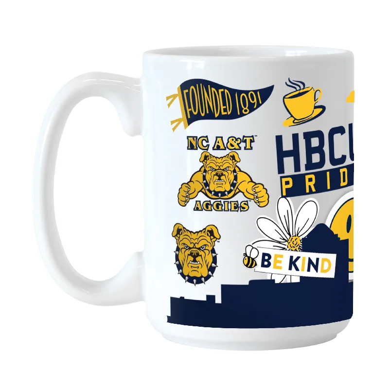 Team Mug With Vintage Style-NC A&T 15oz Native Sublimated Mug