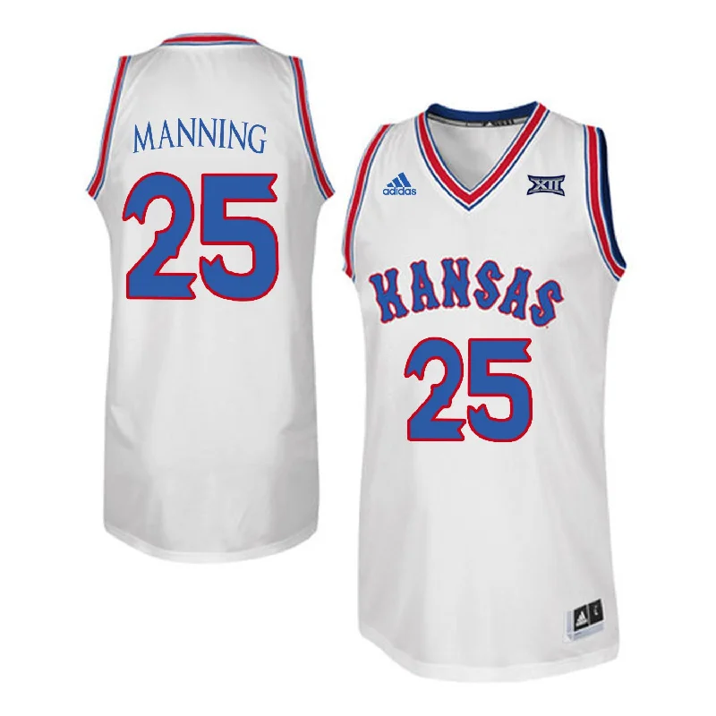 Basketball Jersey For Players Of All Ages-Kansas Jayhawks 25 Danny Manning White Throwback College Basketball Basketball Jersey