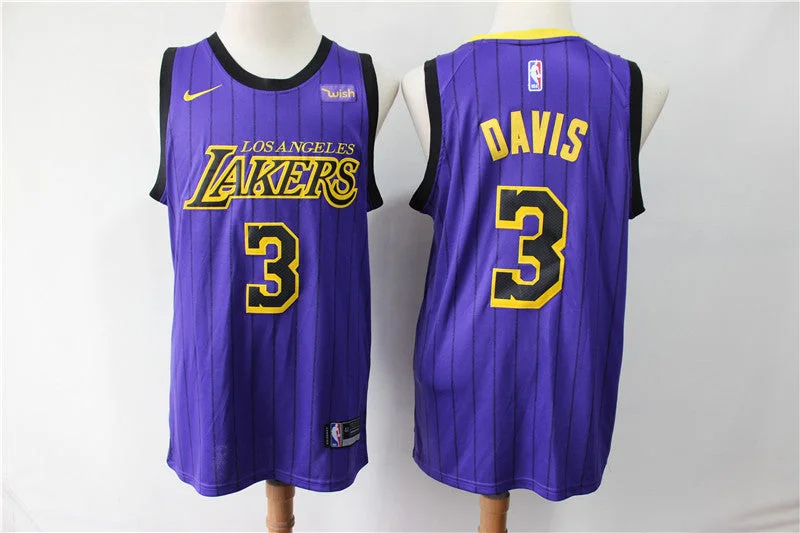 Basketball Jersey For Adult Leagues-Lakers 3 Anthony Davis Purple City Edition Swingman Basketball Jersey