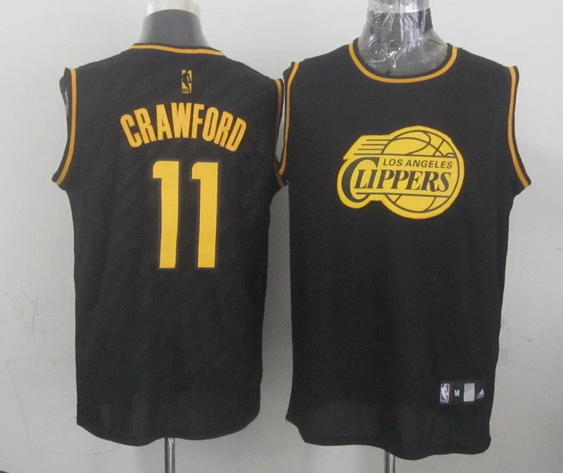 Basketball Jersey With Team Name-Clippers 11 Crawford Black Precious Metals Fashion Basketball Jerseys